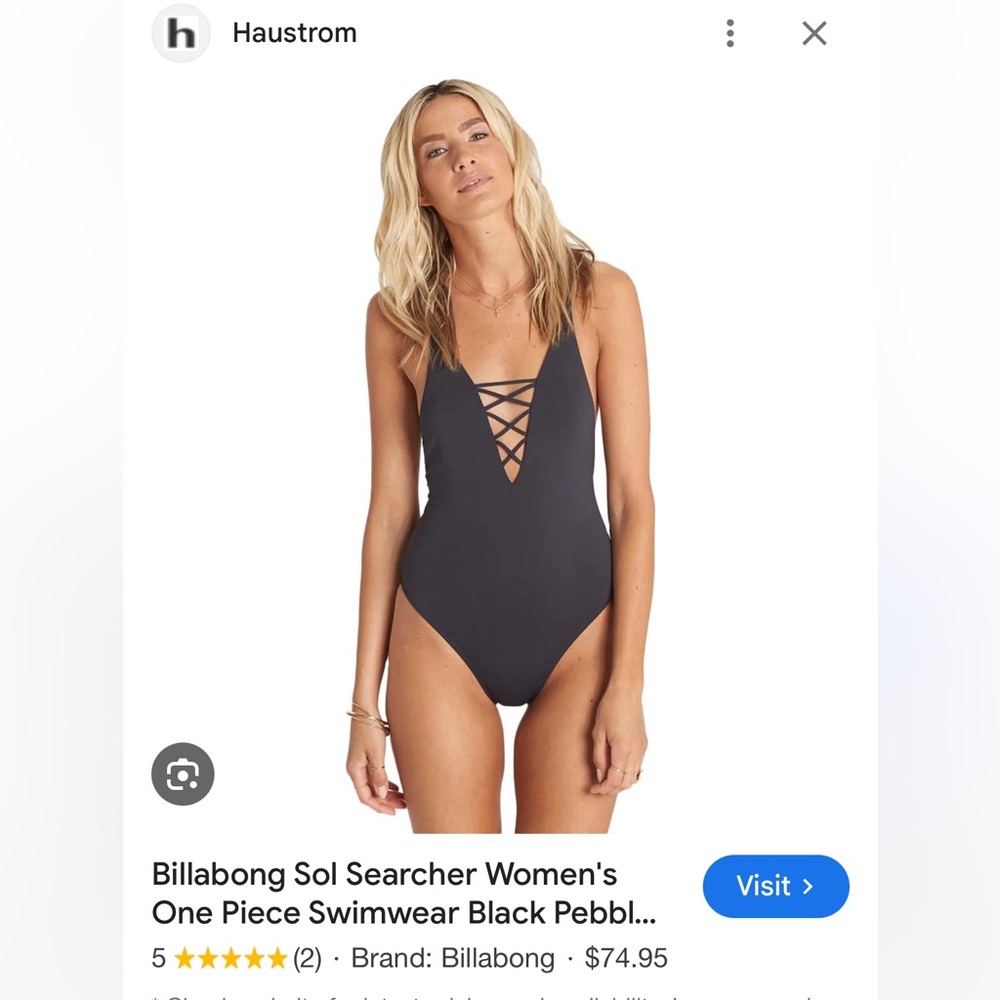 Black One-Piece Swimsuit with Crisscross Front BILLABONG - Picture 4 of 4